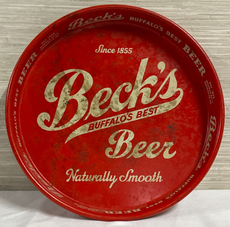 Vintage Beck's Beer Metal Tray Buffalo's Best Magnus Beck Brewery Buffalo New York