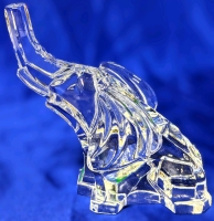 KRISTALCOLOR Italy 24% PbO Crystal Cubist Lucky Elephant w Raised Trunk | 4" Tall