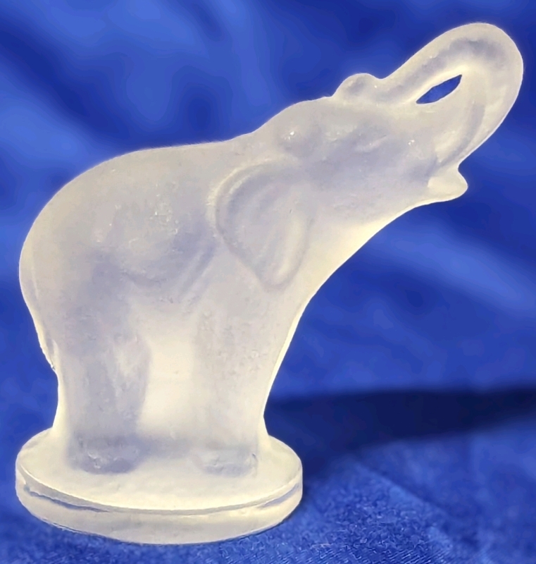 Vintage Lalique-Style Miniature Frosted Glass Lucky Elephant Figures | 2" Tall