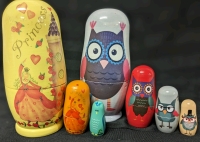 3pc Princess Wood Nesting Dolls & 5pc Owls Nesting Wood Nesting Dolls | 1.75" - 6" Tall