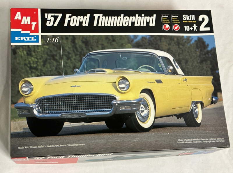 New Open Box Vintage AMT ERTL ‘57 Ford Thunderbird 1:16 Scale Model Kit #30064-1HD Kit