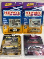 4 Sealed Diecast Cars 2 Johnny Lightning Hollywood on Wheels Real Wheels Series The Andy Griffith Show & Dragnet 2 GreenLights Country Roads 1968 Chevrolet C-10 and NCIS New Orleans 2006 Ford Crown Victoria Police Interceptor