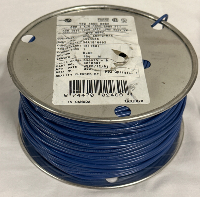 150M Real of Domtech Tew 105C 660V Blue Copper Wire AWG (Strand) 18 (16B)