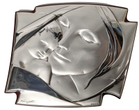 Signed Gorgeous Romagnoli Silver Relief Plaque / Icon with Mother Mary & Baby Jesus | AN Ag 4g 148 | 6.5".x 5.75"