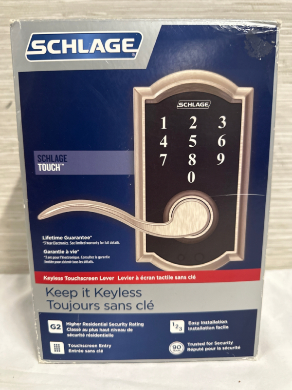 Schlage Touch Camelot Lock Keyless Touchscreen Lever #FE695 D CAM 619 ACC Satin Nickel