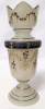 Vintage Intricately Hand Painted Milk Glass Vase with Crimped Top | 7.25" Tall - 2