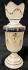 Vintage Intricately Hand Painted Milk Glass Vase with Crimped Top | 7.25" Tall - 3