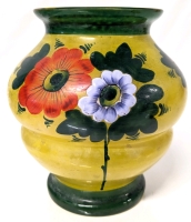 Bright & Colorful Vintage Handpainted Glass Vase | 5.25" Tall, 3.25" Top Diameter