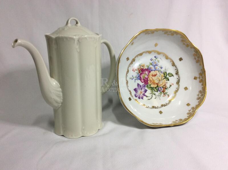 Vintage Footed Compote & Coffee/Hot Chocolate Pot
