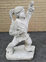 Solid Cement Martial Arts Garden Sculpture 31" Tall