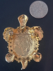 Carved Milk Glass Rhinestone Turtle Brooch - 2