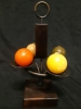 Vintage Industrial style, MCM Wood, and Metal Candle holder and 4 Round Candles 12" Tall - 2