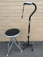 Hugo 4 Footed Walking Cane + Folding Stool