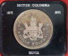 1971 (1871-) Canadian Silver British Columbia One Dollar Coin in Case - 2