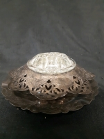 Vintage Silver Plated Dish, With Flower Frog, and Vintage Appears to be silver Tea Plate ( 6¾" Diameter )