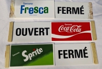 Vintage French Coca-Cola, Sprite and Fresca Sliding Signs. 13" Long.