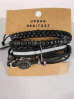 7 Pcs Urban Heritage Leather Bracelets With Adjustable Wrist Straps for Unisex