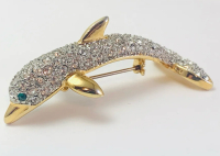 Alluring Rhinestone Dolphin Vintage Brooch