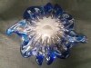 Cobalt Blue Art Glass Bowl Flower Shapped Dish / Bowl Good Condition ( 7" Diameter ) - 3