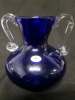 Wanda Handmade Cobalt Hand Blown Glass Vase With Clear Handles - 2