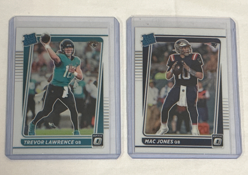 Trevor Lawrence & Mac Jones 2021 Donruss Optic Rated Rookies Good Condition NFL Football Rookie Cards Jacksonville Jaguars