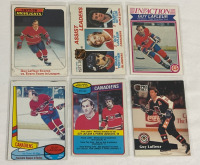 6 Vintage Guy Lafleur NHL Trading Cards 1978, 1980, 1982 O-Pee-Chee & 1991 Pro Set