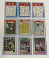 9 Vintage MLB Hall Of Fame 1967-1976 Baseball Card Lot Including a 1967 Topps Mickey Mantle Check List & 1972 O-Pee-Chee Willie Mays and Roberto Clemente