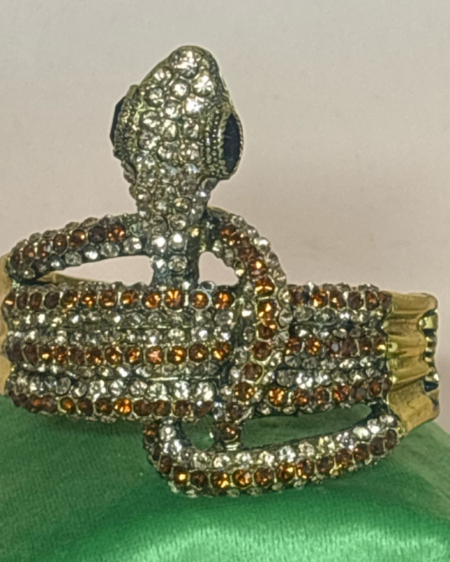 Statement Snake Champagne Topaz Rhinestone Bracelet Cuff