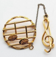 Gold Filled Musical 2 Piece Brooch