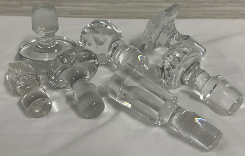 7 Vintage Glass Decanter Toppers