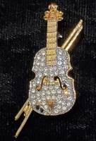 Vintage Signed BUTLER Rhinestone Cello Violin Brooch