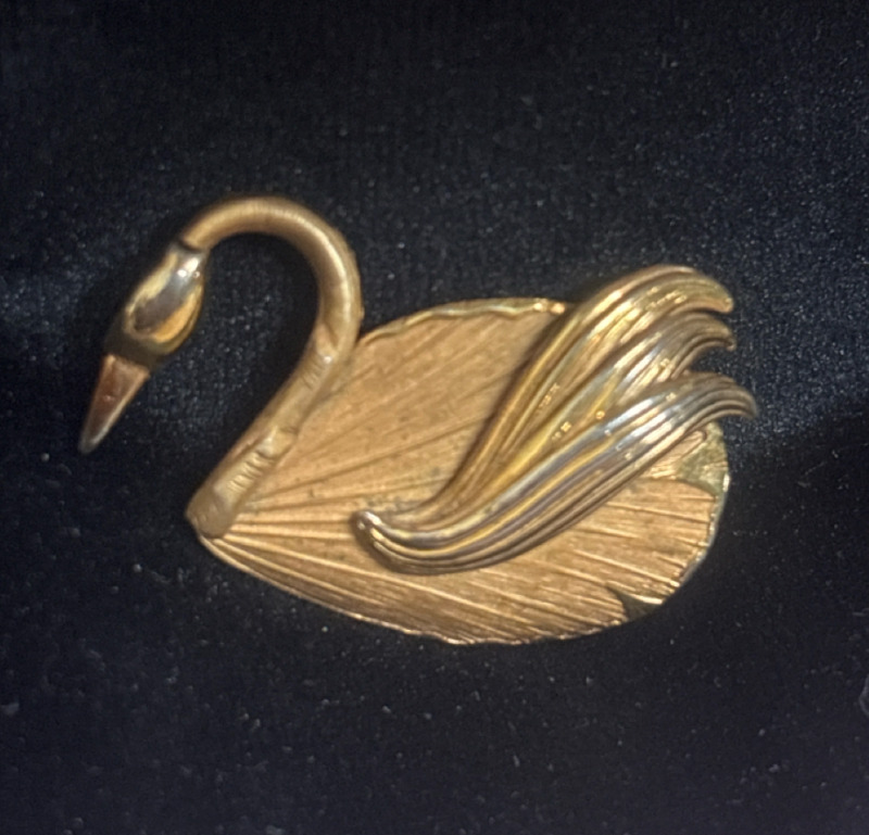 Gold Filled Swan Bond Boyd Brooch signed