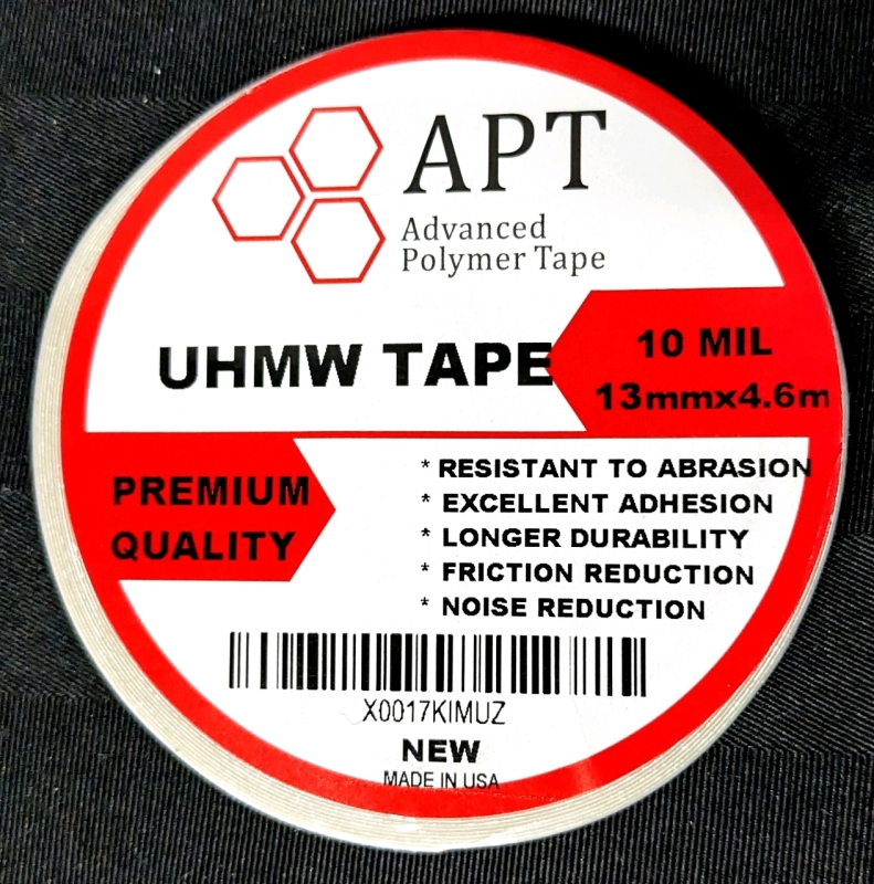 New APT Thick Low Friction UHMW Tape, Durable Ultra-high Molecular Weight Polyethylene, Surface Protection, Noise Reduction | 10Mil / 13mm x 4.6mm