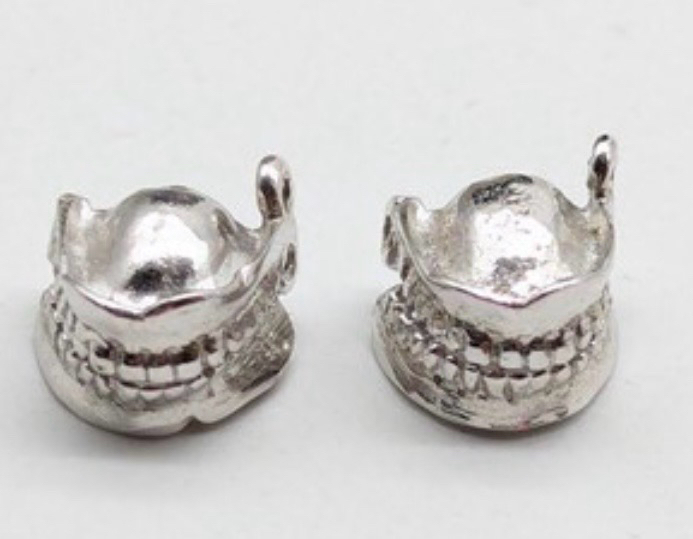 Set of 2 Sterling Silver False Teeth Articulated Charms