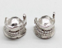 Set of 2 Sterling Silver False Teeth Articulated Charms
