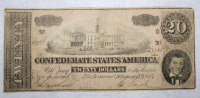 1864 Confederate States of America Twenty 20 Dollar Note Series 2 , Richmond February 17th 1864