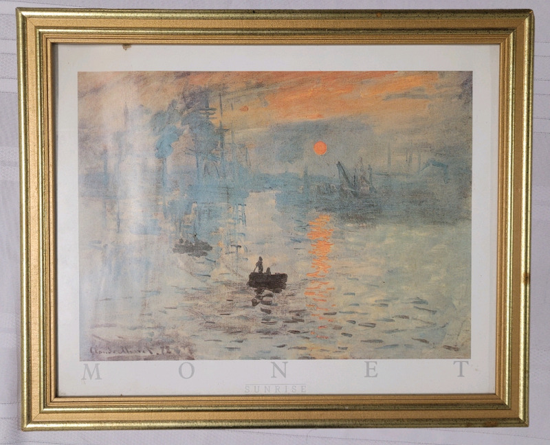 Claude Monet " Sunrise " Framed Print . Measures 22 1/4"×18 1/4"