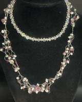 Modern Pearl Lavender Disc Necklace Crystal style Choker