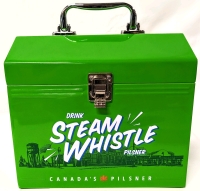 Fantastic STEAM WHISTLE Pilsner Lime Green Tin Lunch Box | 9.25" x 6.5" x 8.2" Tall