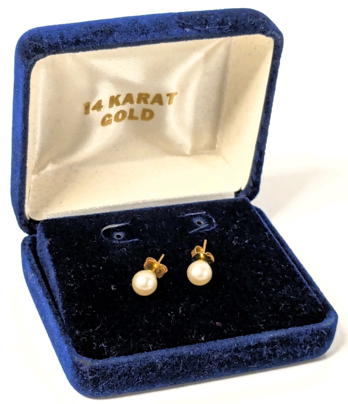 Dainty Pearl Earrings with 14K Butterfly Backs