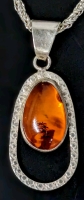 Gorgeous Baltic Amber with Inclusions Sterling Silver 925 Pendant on a 20" Italian M-JL Sterling Chain