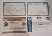 1974 - 1989 Vintage Company Stock Certificates