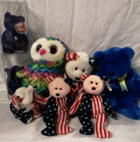 TY Beanie Baby Bears USA + 2x Display Boxes