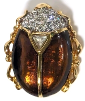 Gorgeous Swarovski Crystal & Enamel Beetle / Scarab Brooch | 1" Long | With Branded Swarovski Box