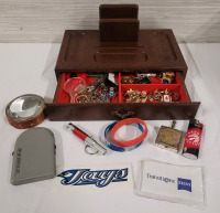 Men's Dresser Box with Pins , Cufflinks and Other Assorted Treasures