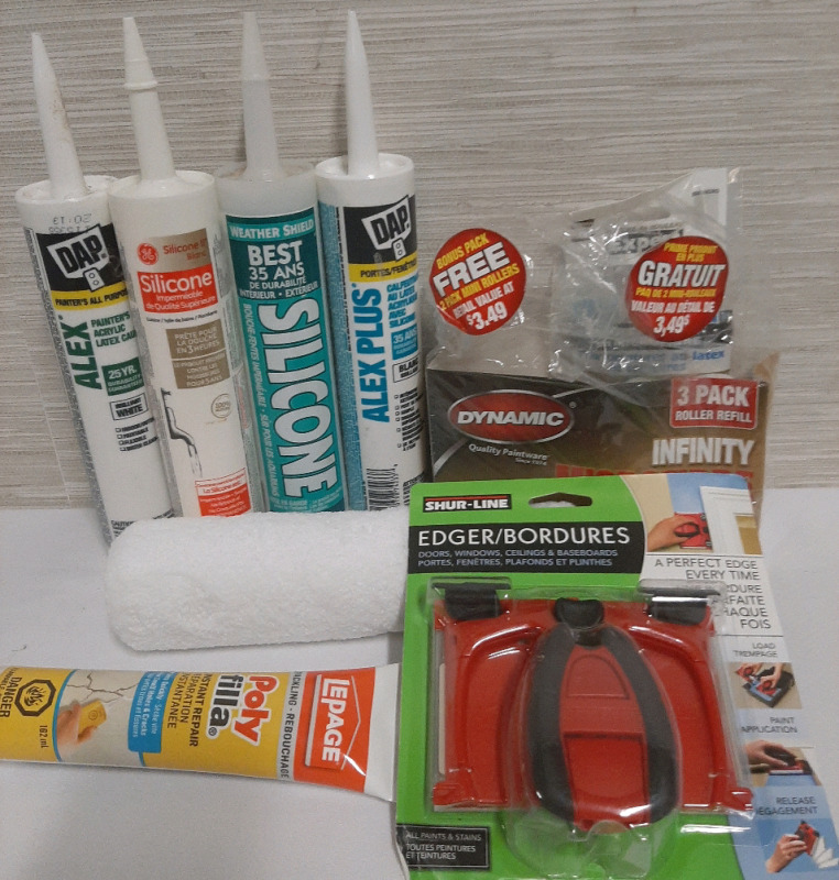 A Variety of Painting Supplies and Silicon