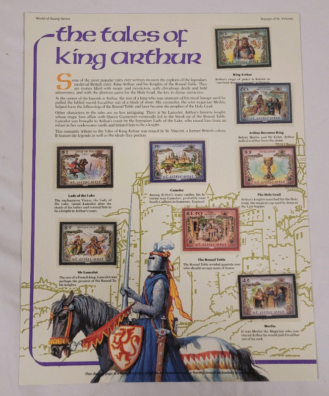 1987 St. Vincent The Tales of King Arthur Postage Stamp Series.
