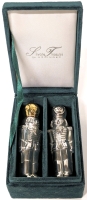 Vintage 1994 GODINGER Silver Treasures EP Zinc Nutcracker Salt & Pepper Shakers w Display Box | 4" Tall ea