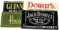 4 Advertising Cotton Bar Towels : Jack Daniels, Guinness, Harrods Knightsbridge, Dewar's Finest Scotch Whiskey | 19.25" X 9.25" & 19.5" X 10.25"