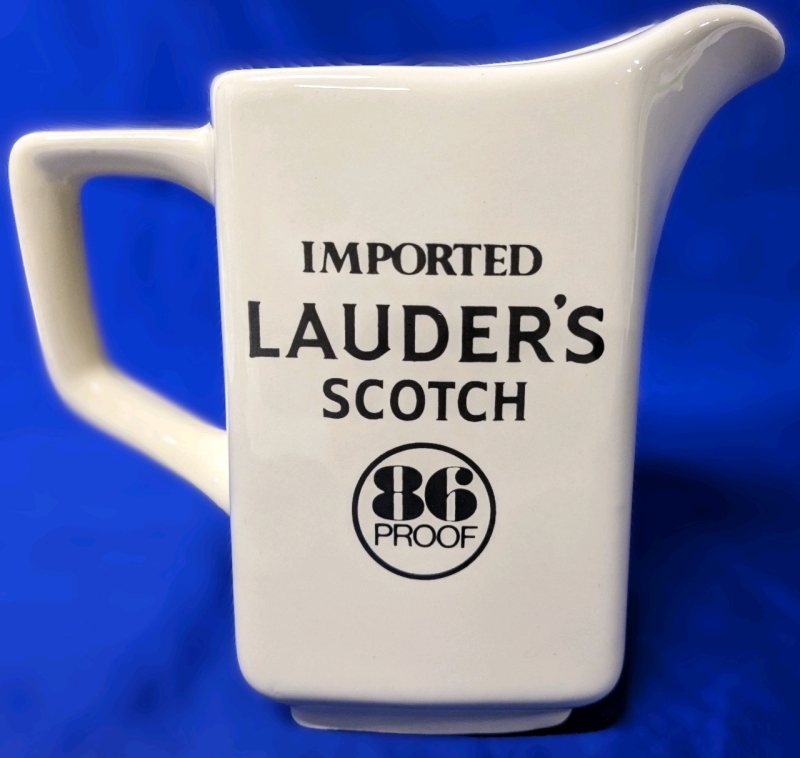 Vintage Imported Lauder's Scotch 86 Proof Ceramic Pub Jug | 6" Tall